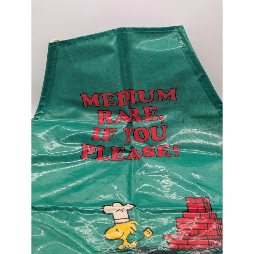 VTG 1965 Snoopy Peanuts Apron Woodstock Medium‎ Rare If You Please PVC Green - Picture 4 of 7